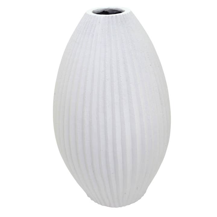 CM125 Ridged Oval Ceramic Vase 12" x 12" x 19.75" PK 2 for wholesale by Myrians Home Decor