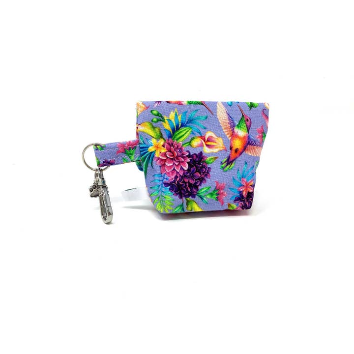 EcoDogDesigns – wholesale Pet poo bag dispenser – Hummingbird Tropical Bird & Flowers Dog Bag Pouch1