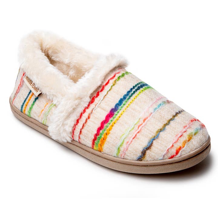 Women's Dina Knit Fabric/Berber Cozy Pile Lined Slipper for wholesale by Minnetonka