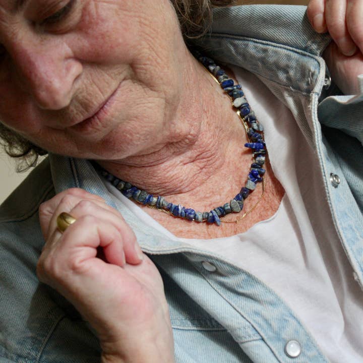 Natural Stone and Brass Necklaces — Handmade for wholesale by Dame Pach Bangkok