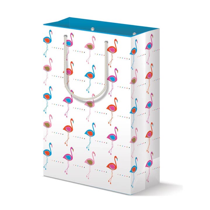 Flamingo Gift Bag 13x10x4.5" for wholesale by Blue Kite Press