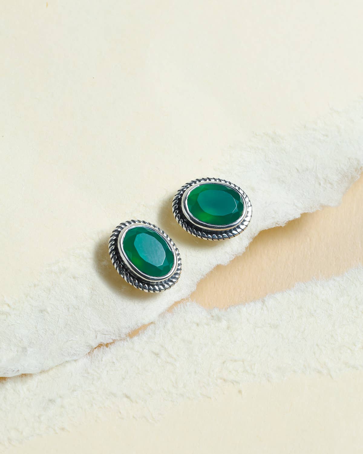 Tiramisu - Wholesale Stud/Post Earrings - Green Onyx 925 Sterling Silver Stud Earrings Jewelry2