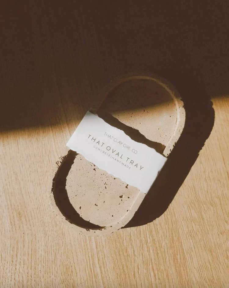 That Clay Girl Co. - Wholesale Decorative Tray - Concrete Tray | Oval Tray | Organic Decor | Decorative Tray
