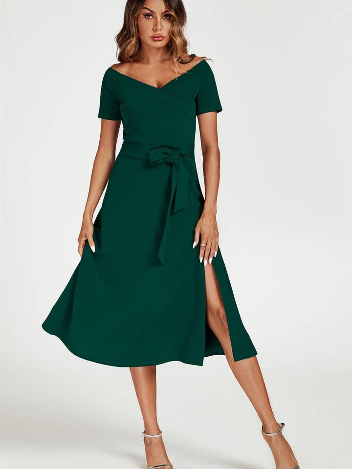Bardot Midi Dress In Green for wholesale on Faire4