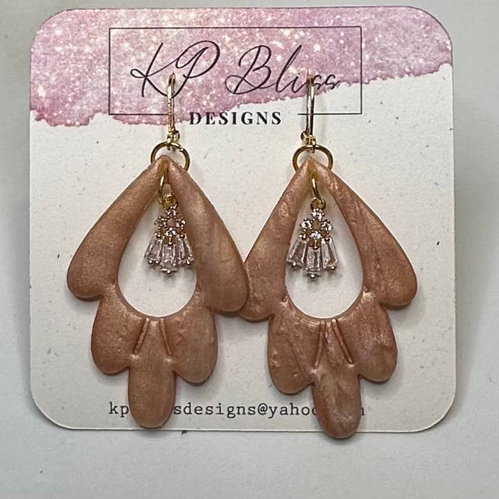 Handmade Copper Leaf Style Polymer Clay Dangle for wholesale by KP Bliss Designs