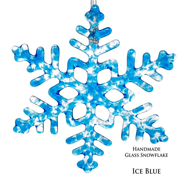 Handmade Glass Snowflake - Ice Blue for wholesale by studioTica