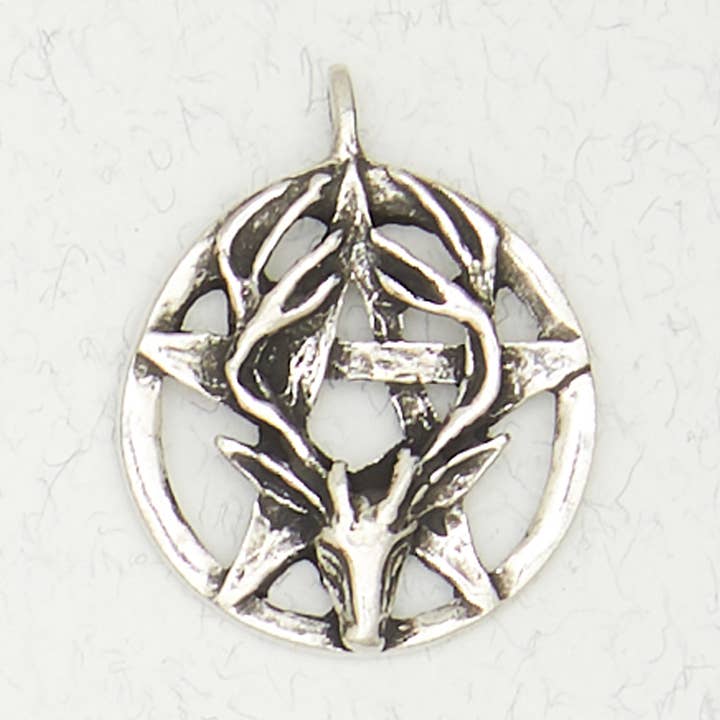 Nirvana LLC - Wholesale Individual charm/pendant - Wicca Pewter Pendant Necklace - Wiccan Stag0