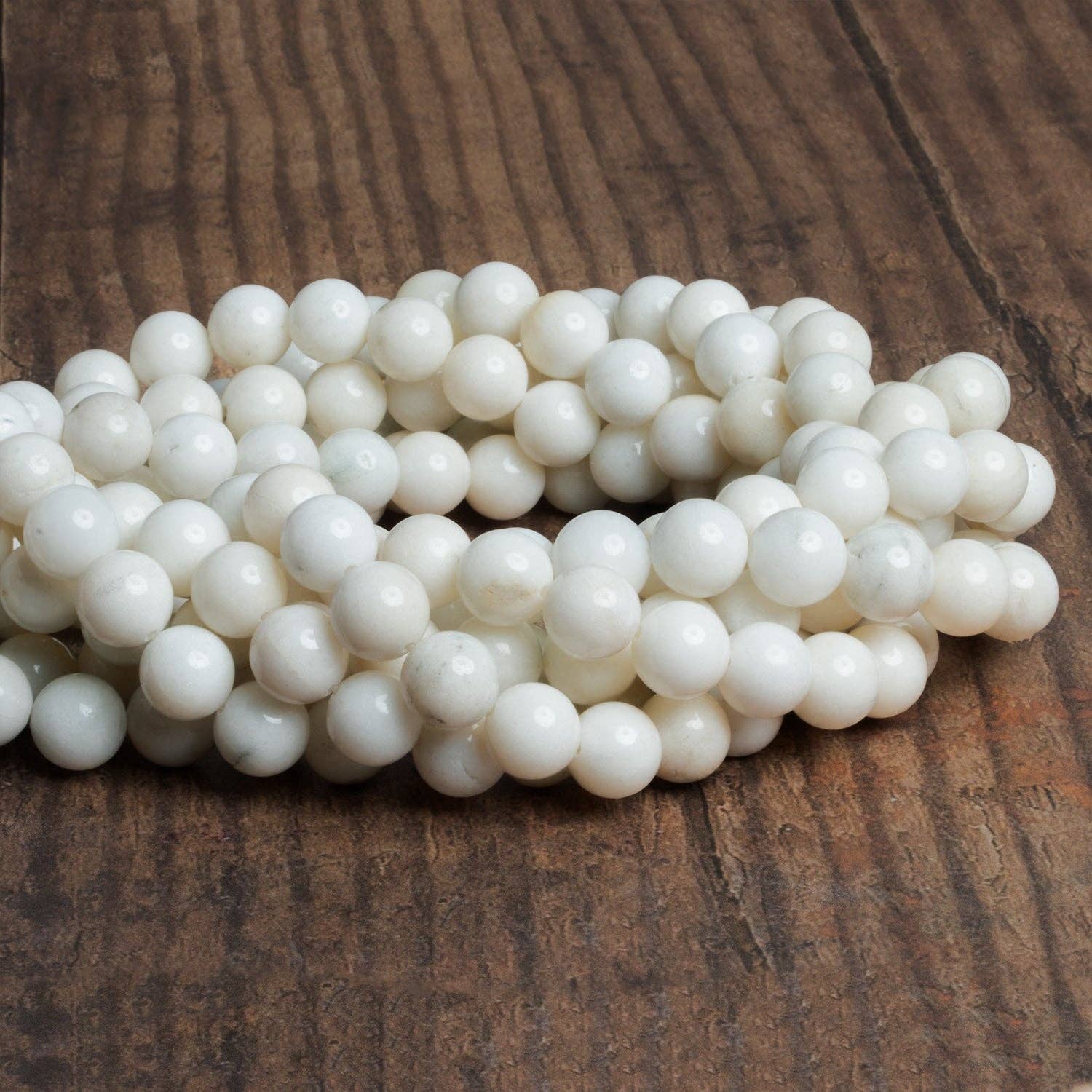 The Bead Traders - Vente Perle - 40 perles rondes en jade blanc de 10 mm, 15 pouces1