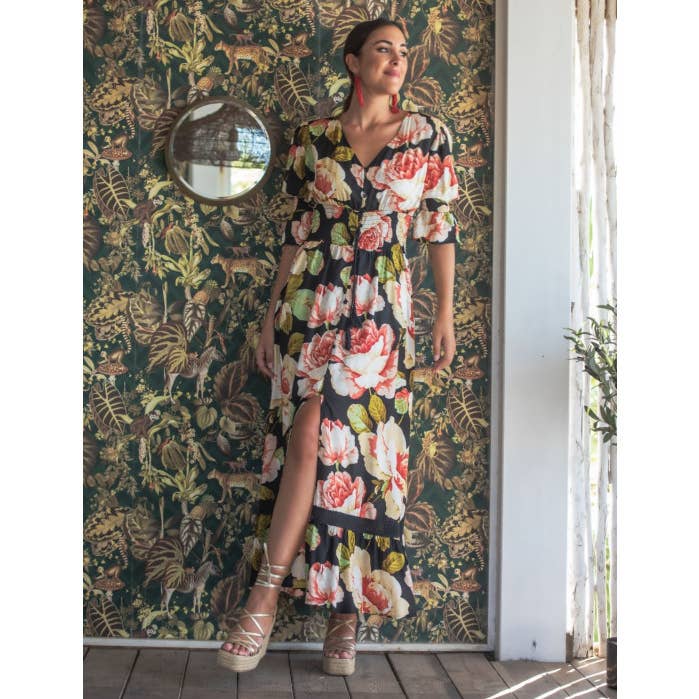 Elba T-Shirt-Kleid mit Sonnenuntergang- und Mondmotiv für den Großhandel von Káhyra