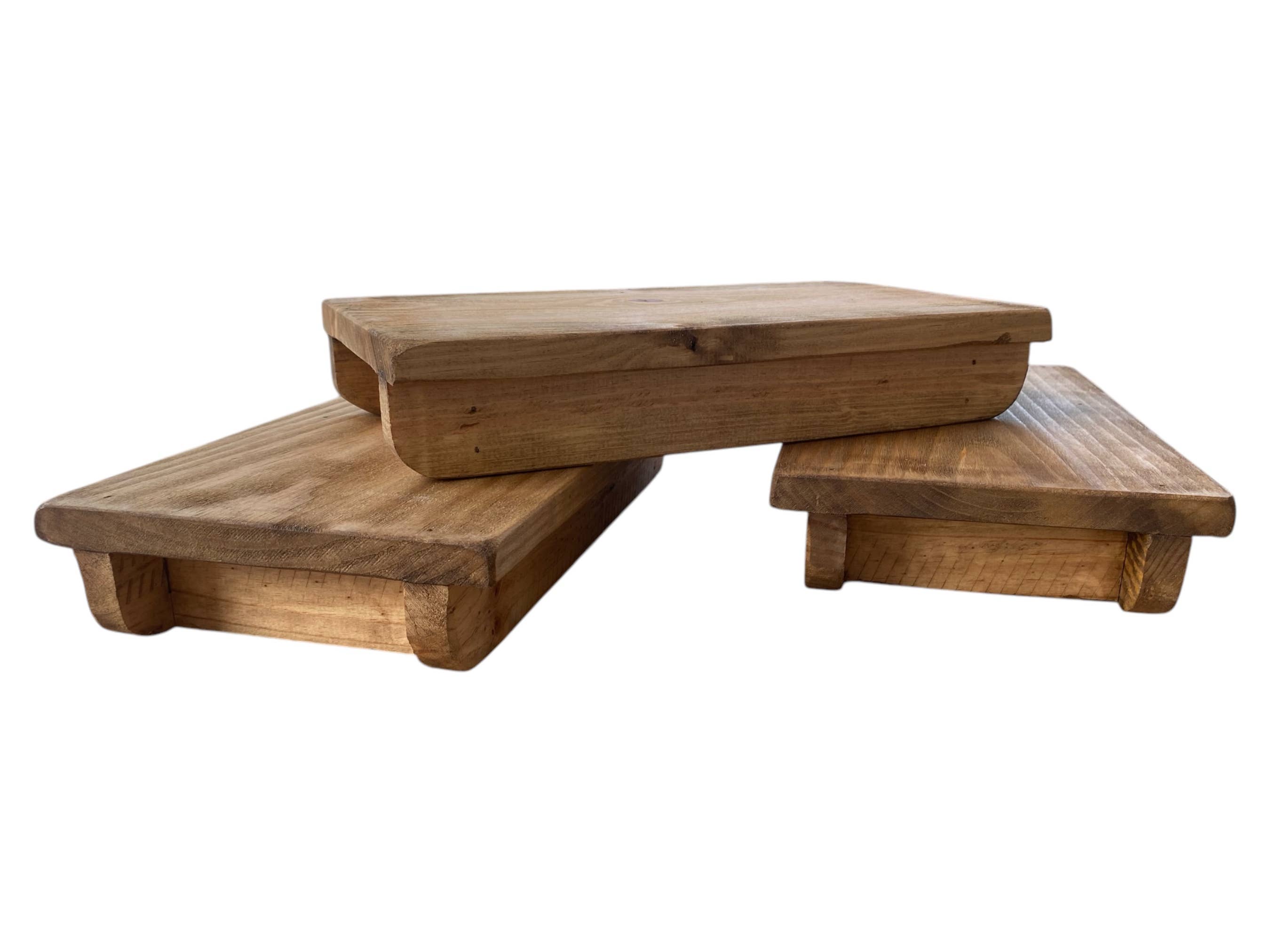 Raw Wood - Vendita all'ingrosso Vassoi decorativi - Vassoio rustico in legno x3, vassoio per bagno, bicchieri da vino2