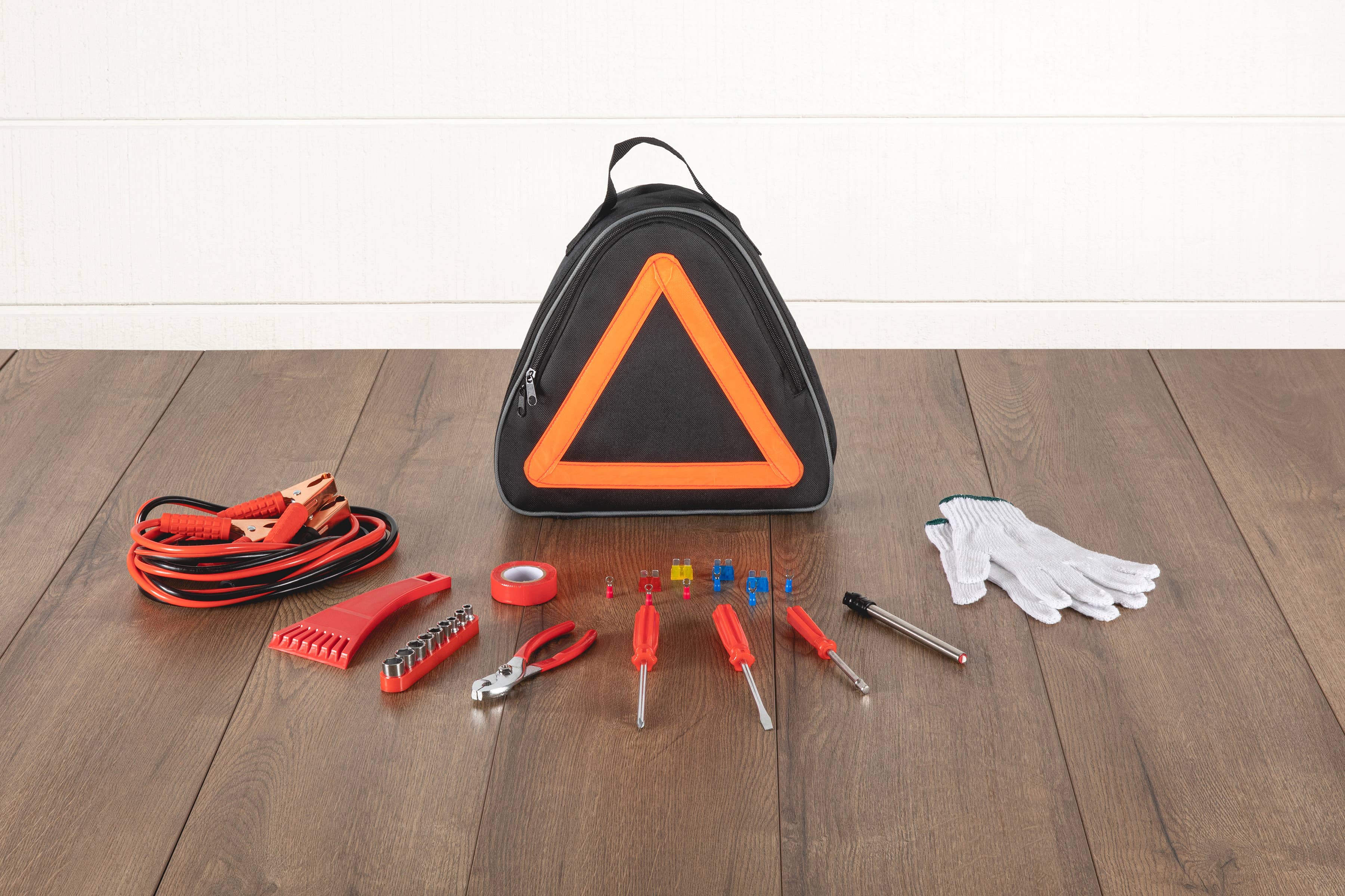 Roadside Emergency Car Kit, (Black with Orange Accents) for wholesale on Faire7