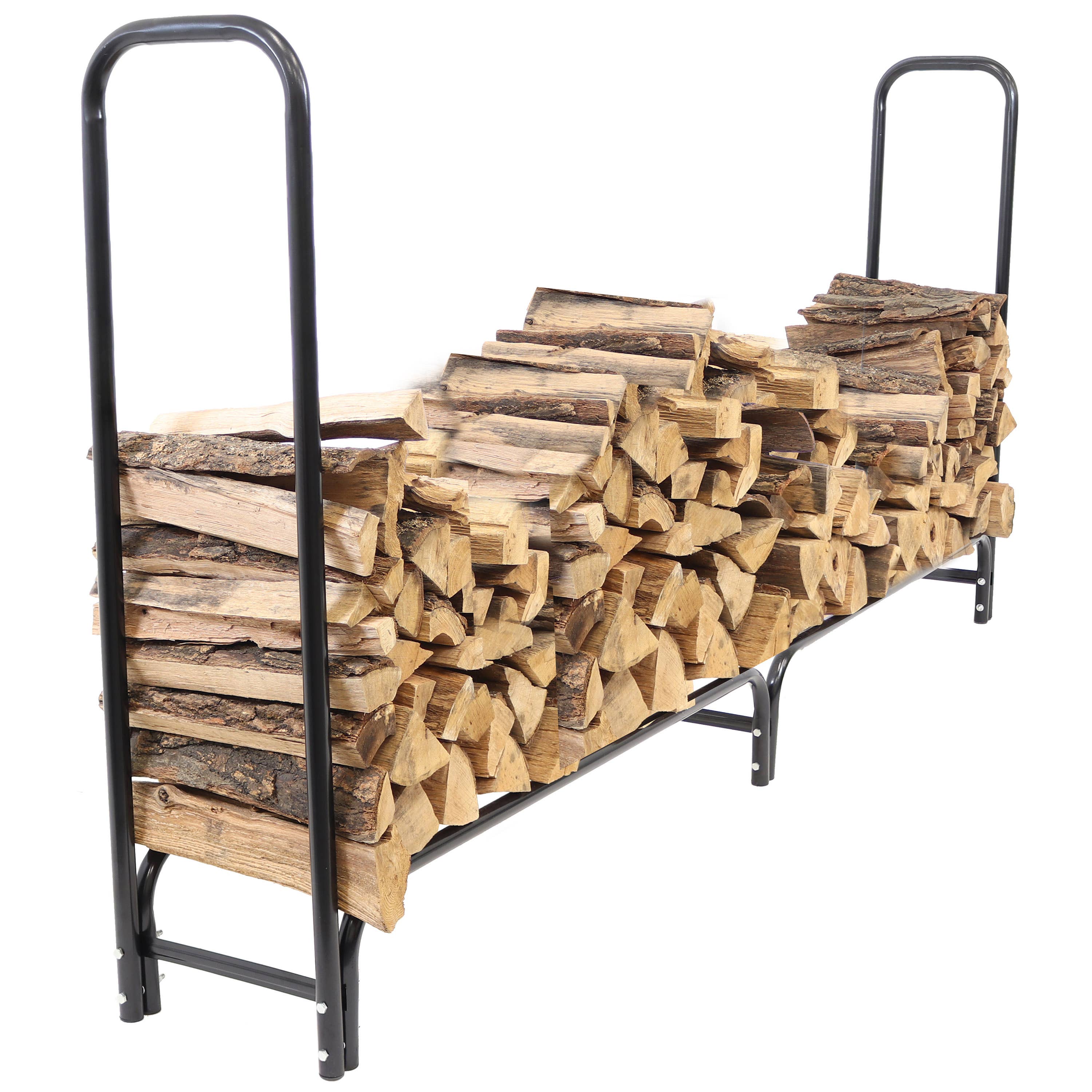 Sunnydaze Decor - Wholesale Fire Pit - 8 ft Steel Indoor/Outdoor Firewood Log Rack - Black9