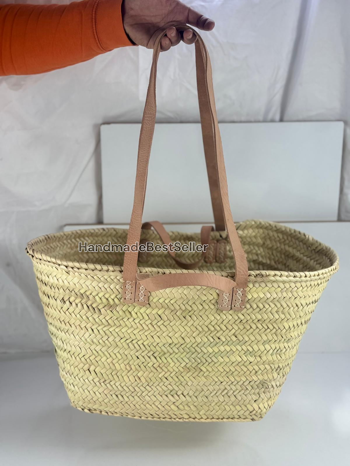 HandmadeBestSeller - Wholesale Basket - Handmade Square Straw Basket with Leather Handles12