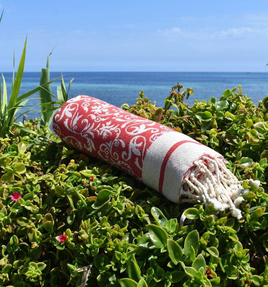 Fouta Tunisia – wholesale Strandhandduk – Fouta Versailles med tidlösa blommönster0