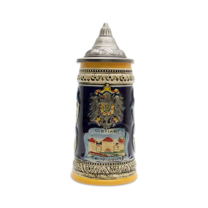 Landmarks Ceramic German Beer Stein with Engraved Metal Lid for wholesale by European Heritage Gifts