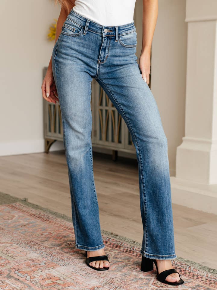 Genevieve Mid Rise Vintage Bootcut Jeans for wholesale by Bella Nova Style Co