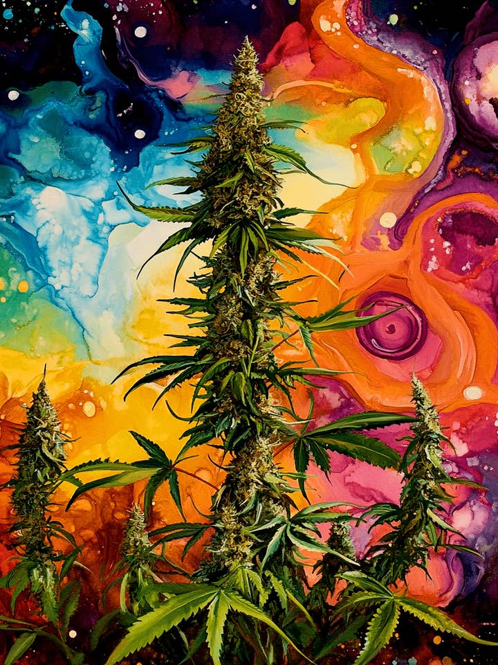 Psychedelic Marijuana Wall Art Prints – 8″x10″ Artwork for 11″x14″ Frame for wholesale by Mowbi