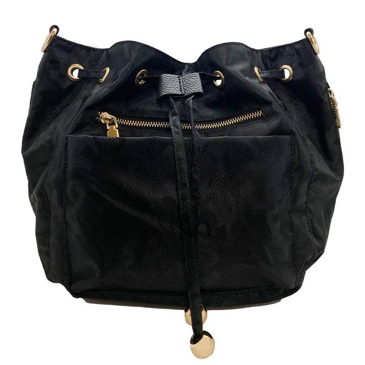 The Blake Bucket Bag in Black Camo for wholesale by Cthru Purses