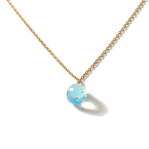 14K Gold Blautopas Tropfenhalskette für den Großhandel von Cocky Jewellery