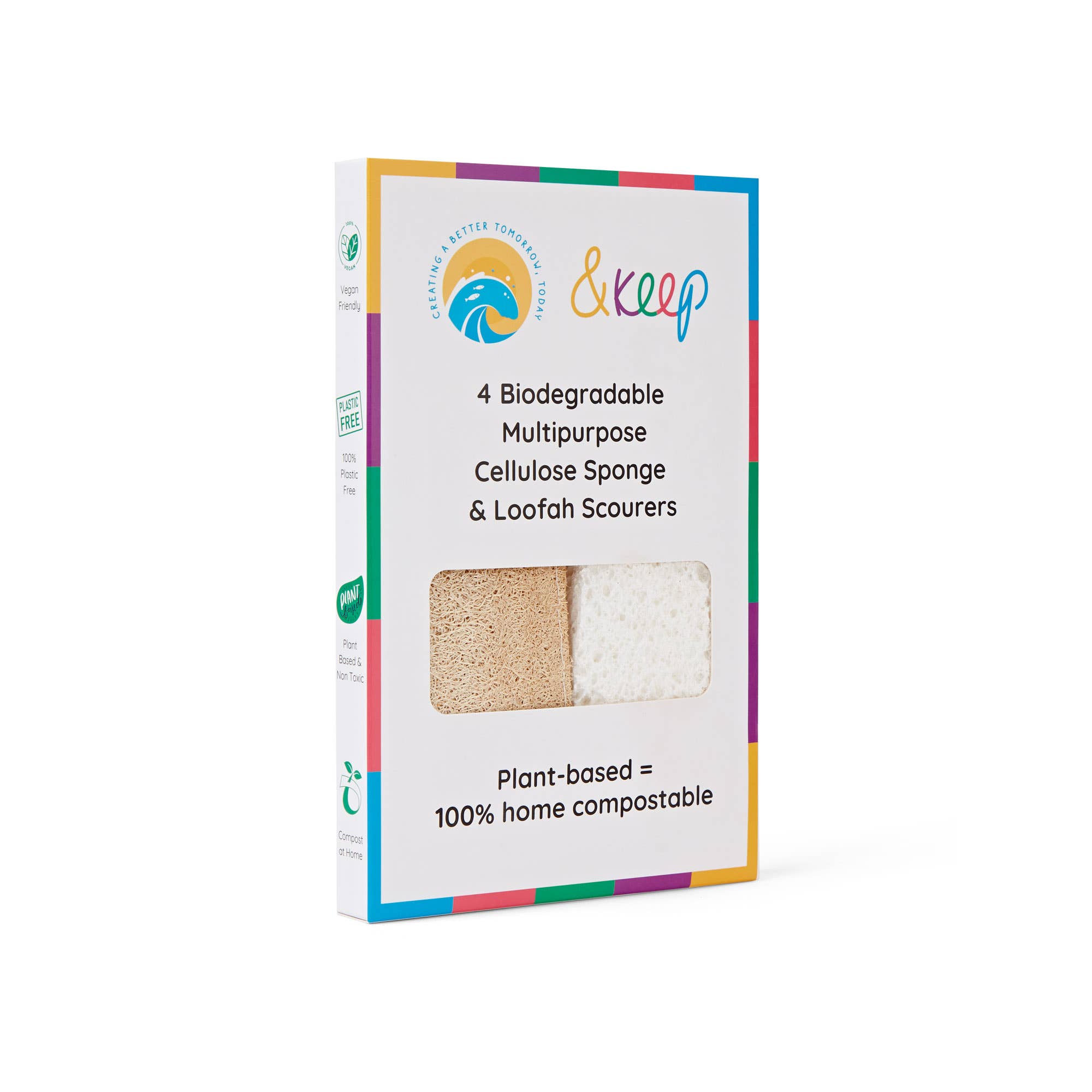 &Keep - Venta al por mayor Esponjas de limpieza - Paquete de 4 esponjas y estropajos de lufa &Keep para cocina3