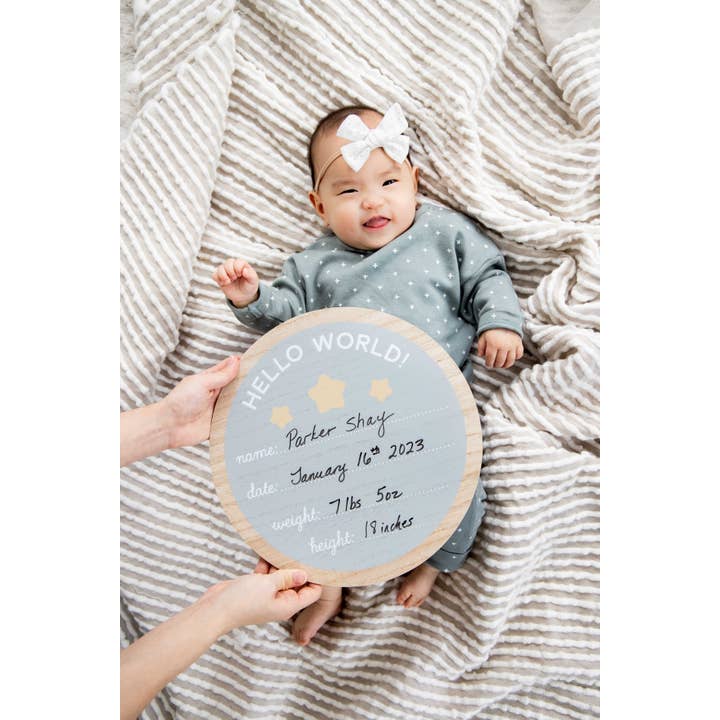 Kate & Milo - Wholesale Milestone Age Block - Kids & Baby - Hello World Fill in Photo Prop, Birth Announcement 3