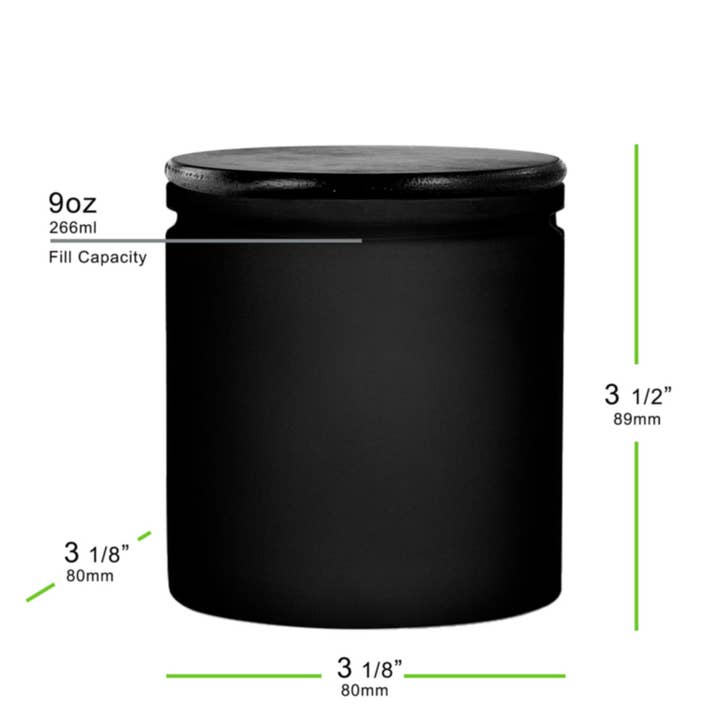 Couronne Co. - Wholesale Decorative Jar - 9 oz Matte Black Glass Storage Jar with Bamboo Lid2