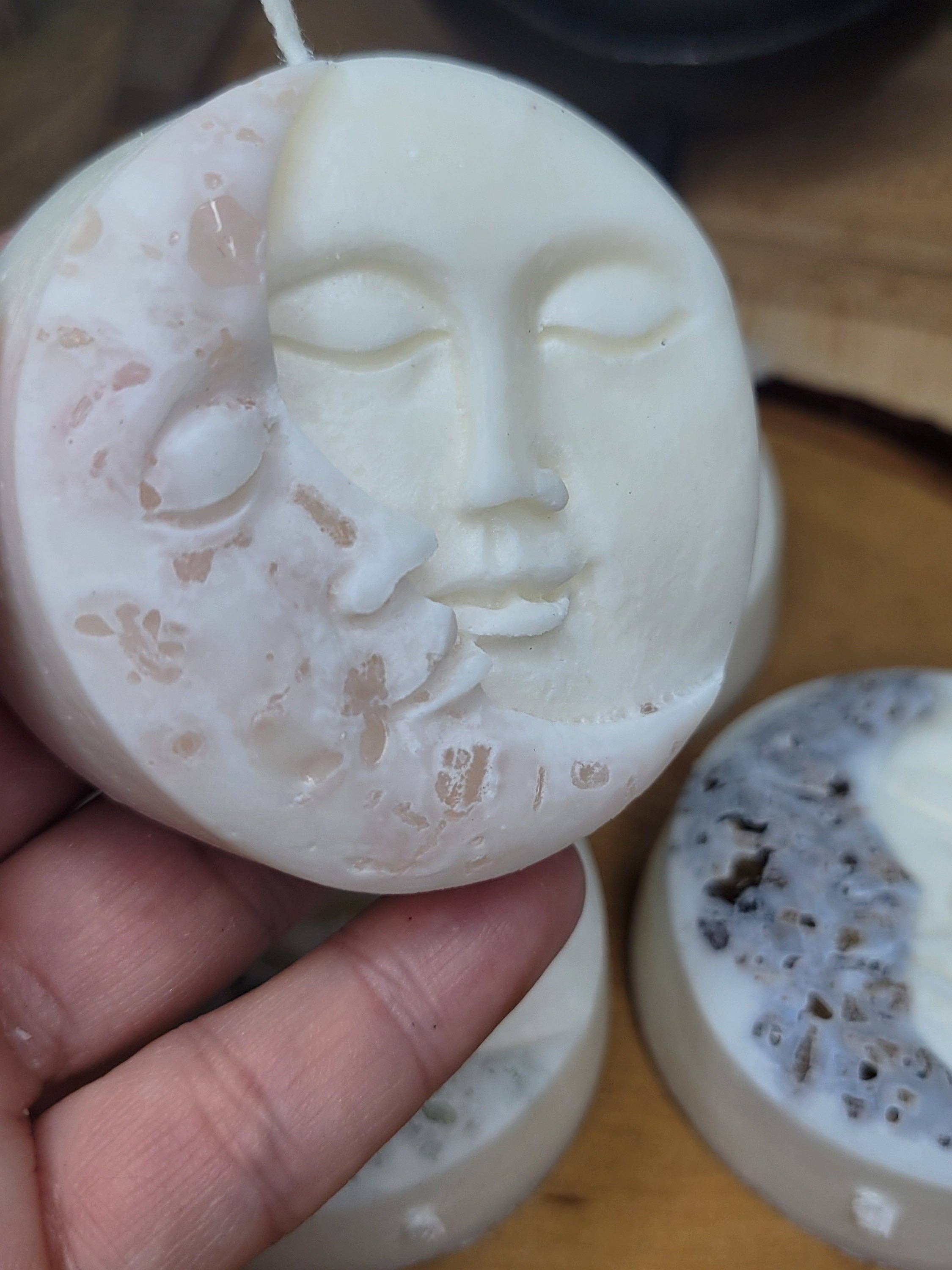 My Magic Place Shop - Wholesale Novelty Candle - Moon and Sun Crystal Candle - Home Decor Candle - Soy Pillar Candle- Moon with Crystal - Ritual Candle1