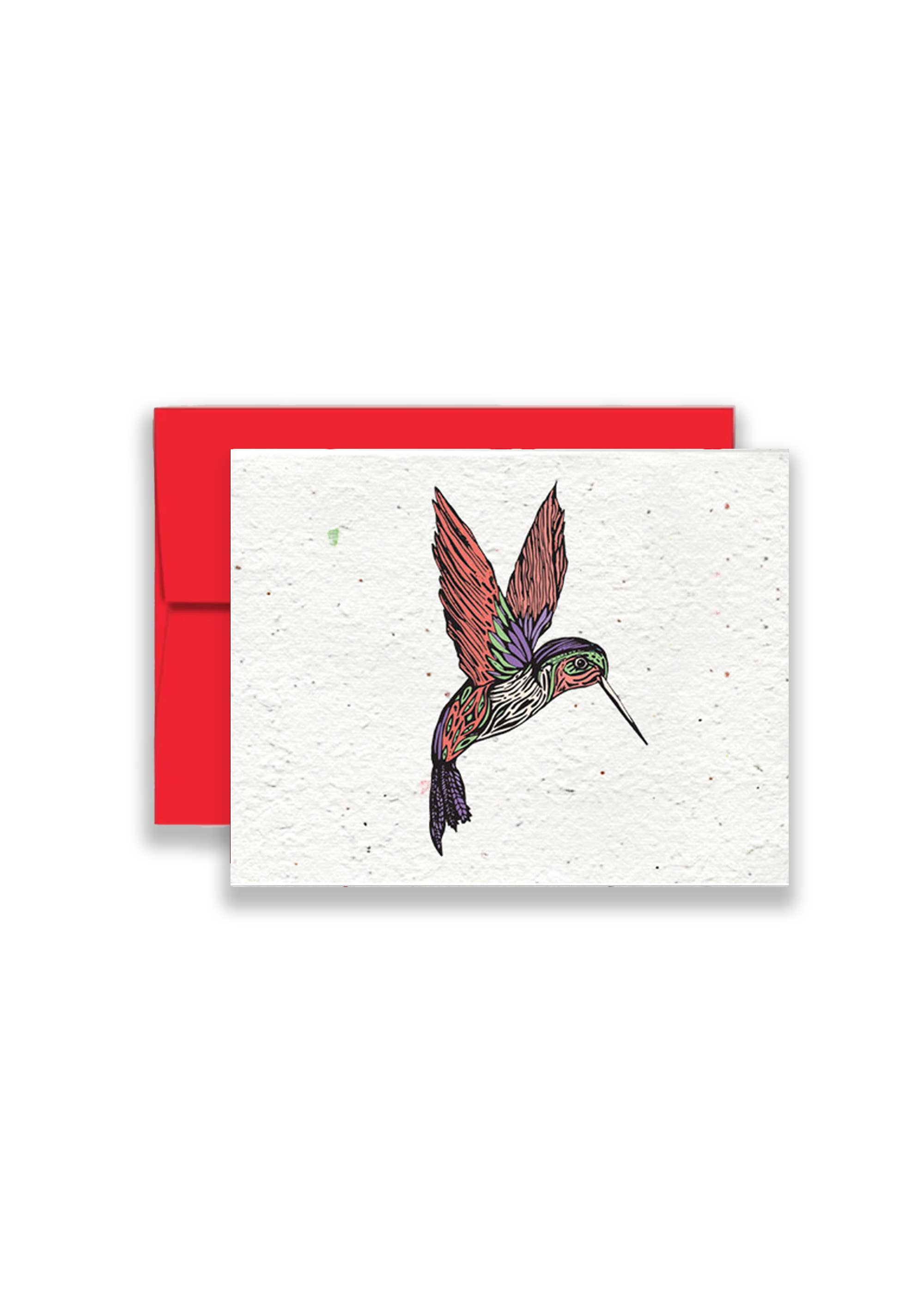 Artsy Em – Cartão de saudação diária por atacado – Cartão Whimsical Hummingbird Harmony Wildflower Seed Semente