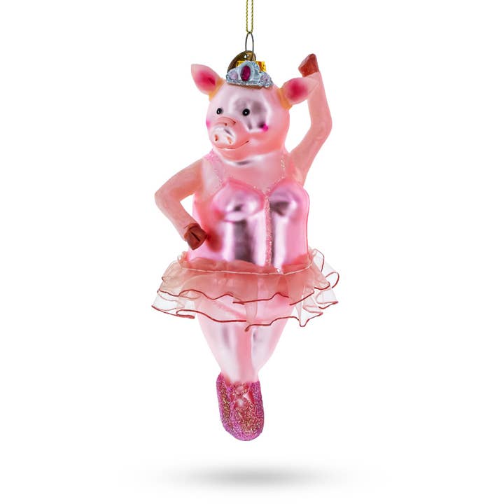 Ornement en verre Cochon Ballerine pour la vente par BestPysanky