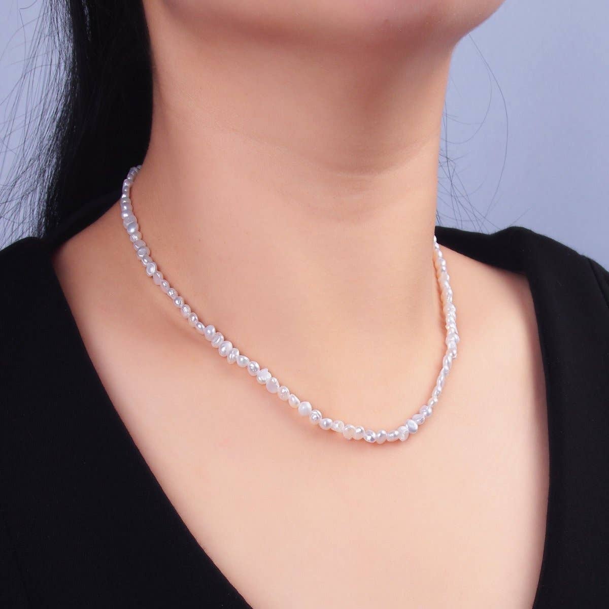 Aim Eternal - Wholesale Beaded/Pearl Necklace - 24K Gold Filled 5mm Mini Baroque Freshwater Pearl 16 Inch Necklace | WA-30201