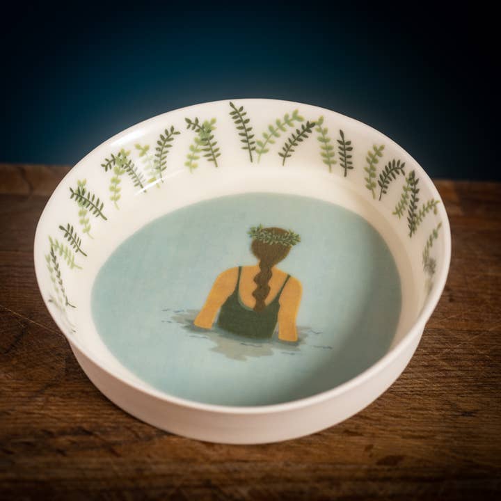 Individually Handmade Porcelain 'River Goddess' Bowl for wholesale by Becky Mackenzie Ceramics