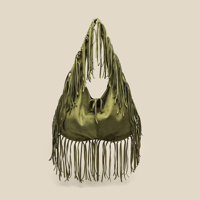 Tourtiwi - Wholesale Shoulder Bag - Women's - Vintage Fringed Suede Shoulder Bag1