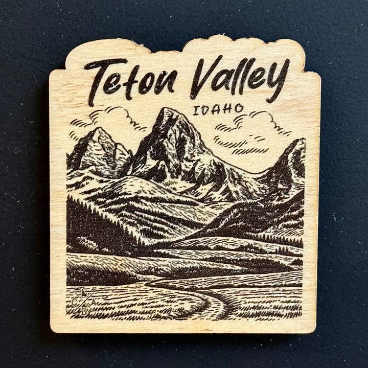 Teton Valley Idaho Wooden Magnet (Printed) for wholesale by IdaWholesale