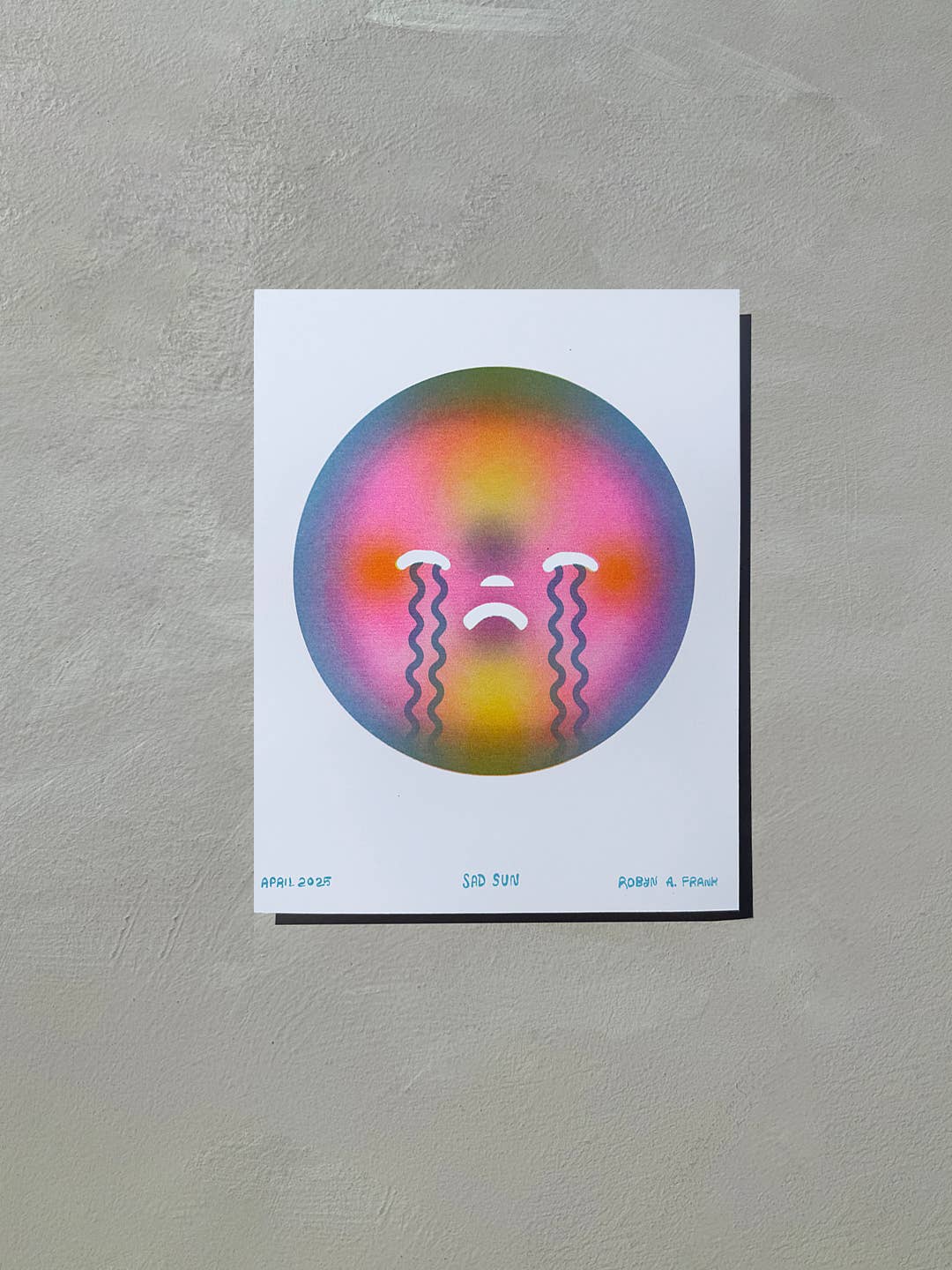 Robyn A. Frank Artworks - Wholesale Art Print - Sad Sun risograph art print 2