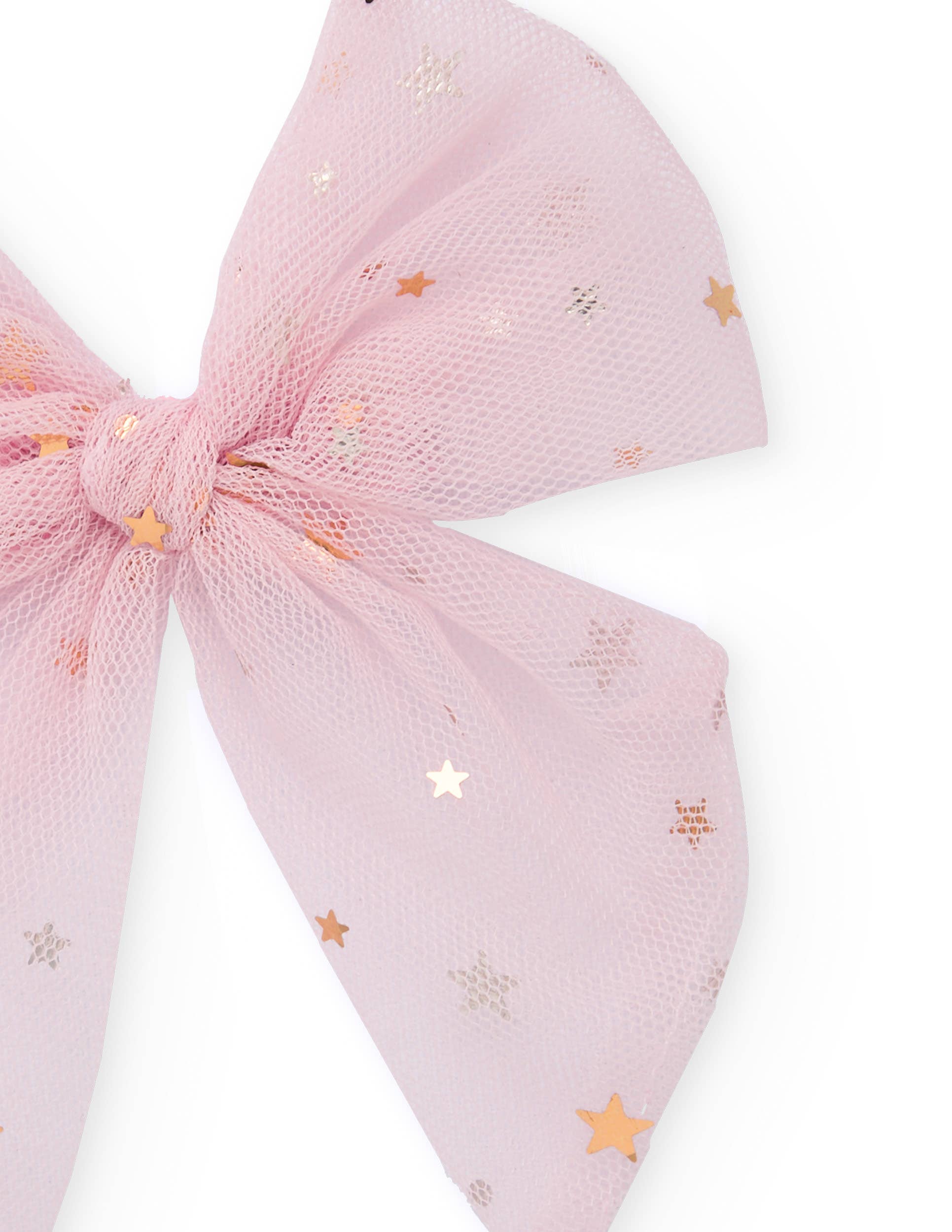 tuc tuc - Wholesale Hair Bow - Kids - Pink tulle bow for girl with golden stars2