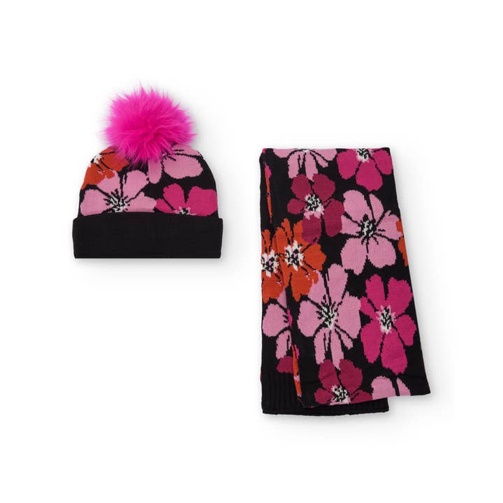 tuc tuc - Wholesale Winter Accessory Set - Kids - Girl's hat and scarf set with floral print1