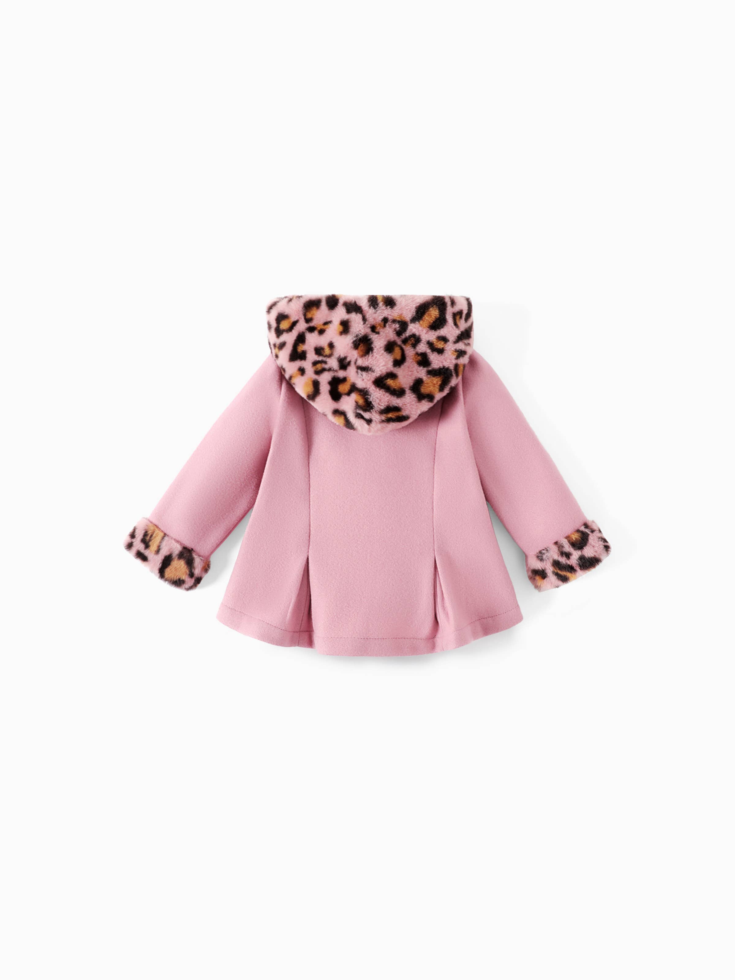 PatPat - Wholesale Coat - Baby - Baby Red Long-sleeve Button Leopard Hooded Wool Blend Coat16
