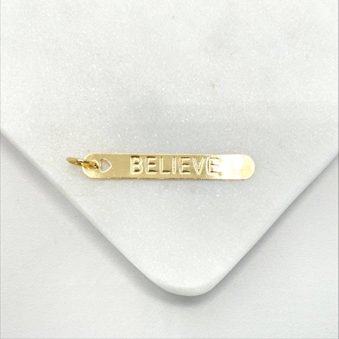 Luxus Accessories - Wholesale Individuele bedel/hanger - 18k Gold Filled Believe Description rechthoekige hanger2
