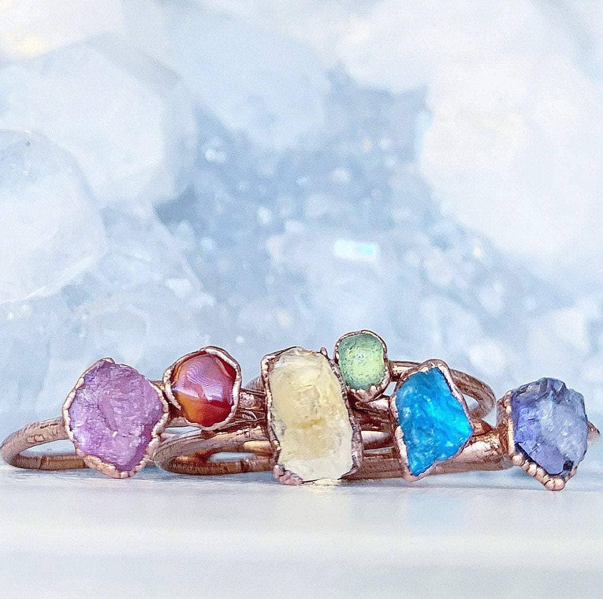 Buddha Blossom Jewels - Wholesale Single Stone/Solitaire Ring - Tiny Raw Amethyst Stacking Ring6