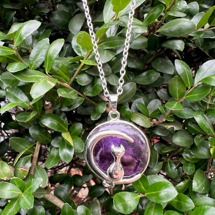 GSZ corporation DBA Gabriella's Gifts - Wholesale Pendant/Charm Necklace - Cat & Moon Amethyst Rose Quartz Onyx Necklaces Healing Reiki7