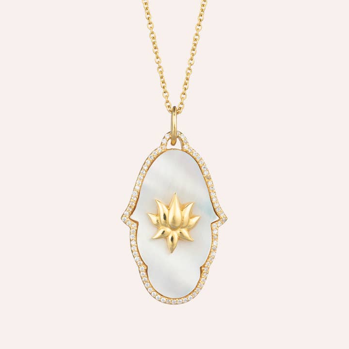 Lotus Hand Hamsa Necklace for wholesale by Sohavi