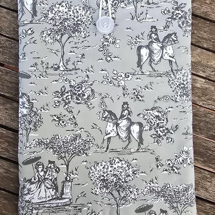 Toile de Jouy padded book cover in greyish green for wholesale by laubelgo