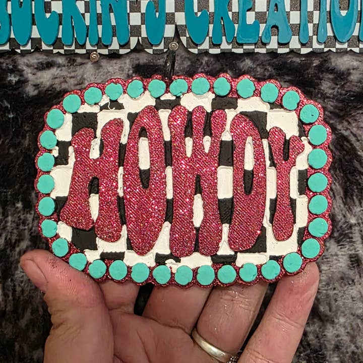 Howdy Checker Print Car Air Freshener for wholesale by Buckin J Creations