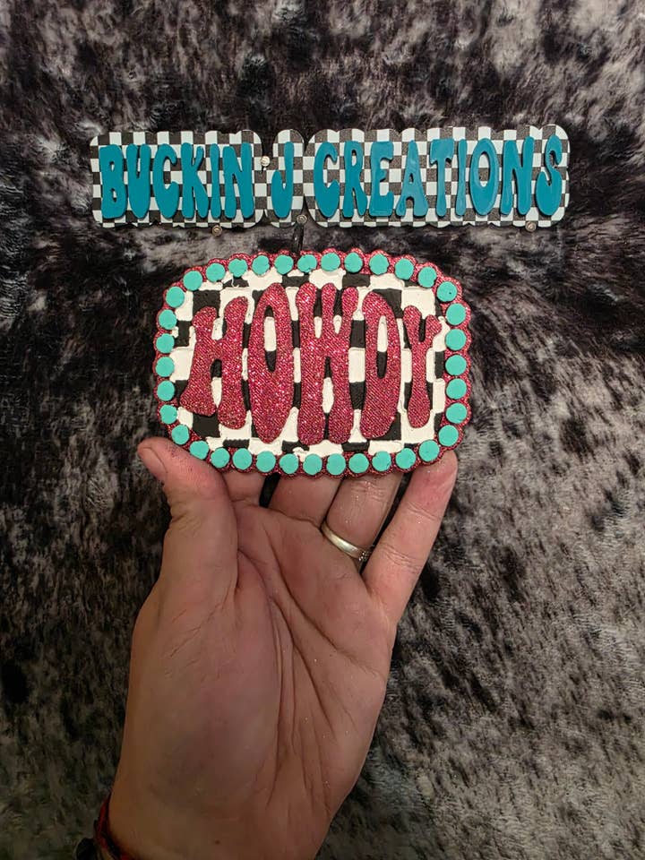 Howdy Checker Print Car Air Freshener for wholesale by Buckin J Creations