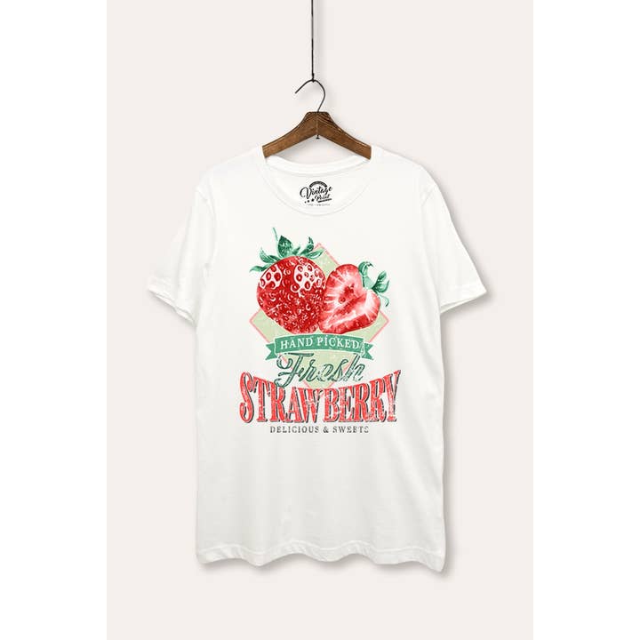 VINTAGE POINT USA - Wholesale T-Shirt (Graphic) - Women's - FRESH STRAWBERRY GRAPHIC BASIC T-SHIRT3