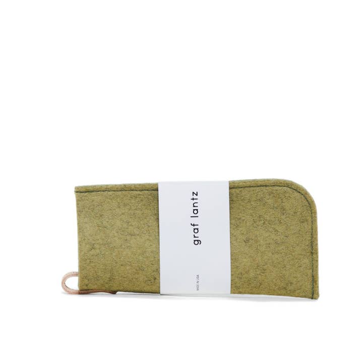 Sage Merino Wool Felt Eyeglass Sleeve for wholesale on Faire