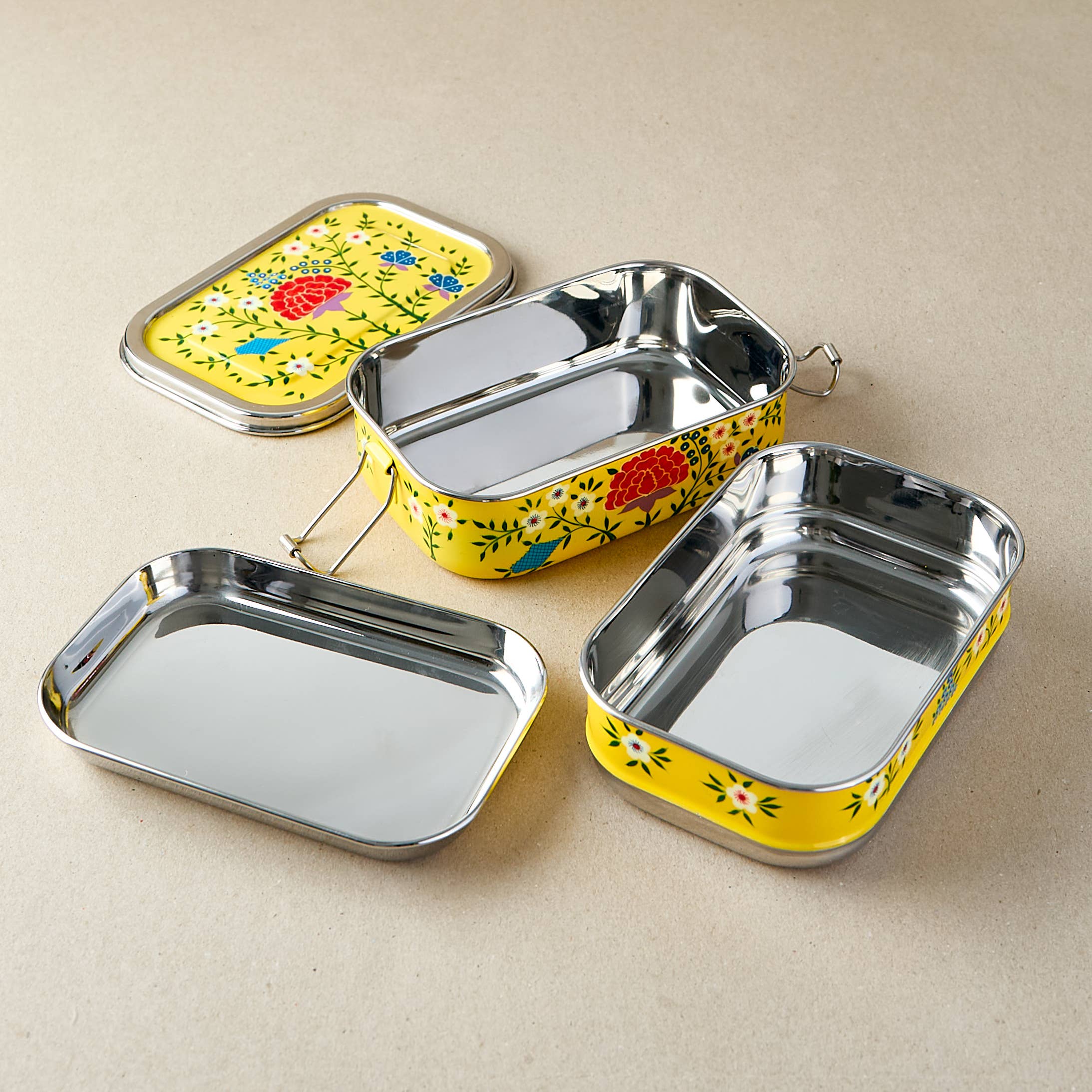 Dalit Goods Co – Engroshandel Madkasse/-boks – Rustfri stål tiffin-madkasse | Gul forår1