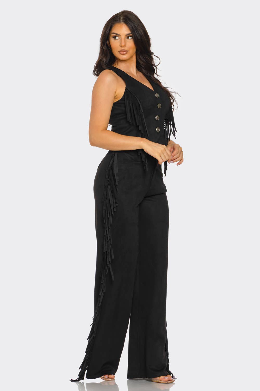 Julia by LoveJ – wholesale Top & pants set (NOT Loungewear) – Women's – Plus Size Button Down Side Tassel Top And Pants Set7