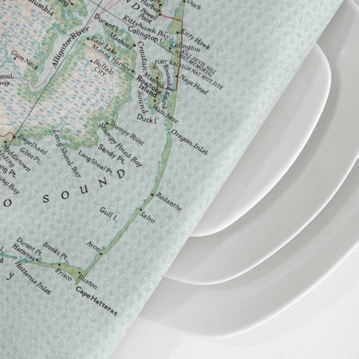 Daisy Mae Designs - Wholesale Tea Towel - Galveston Texas Map Waffle Weave Kitchen Towel Tea Towel
