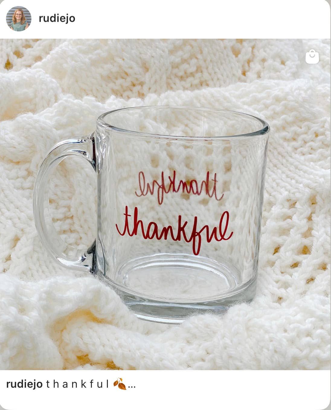 Rudie Jo - Wholesale Coffee Mug - Thankful Clear Glass Mug 12 oz.1